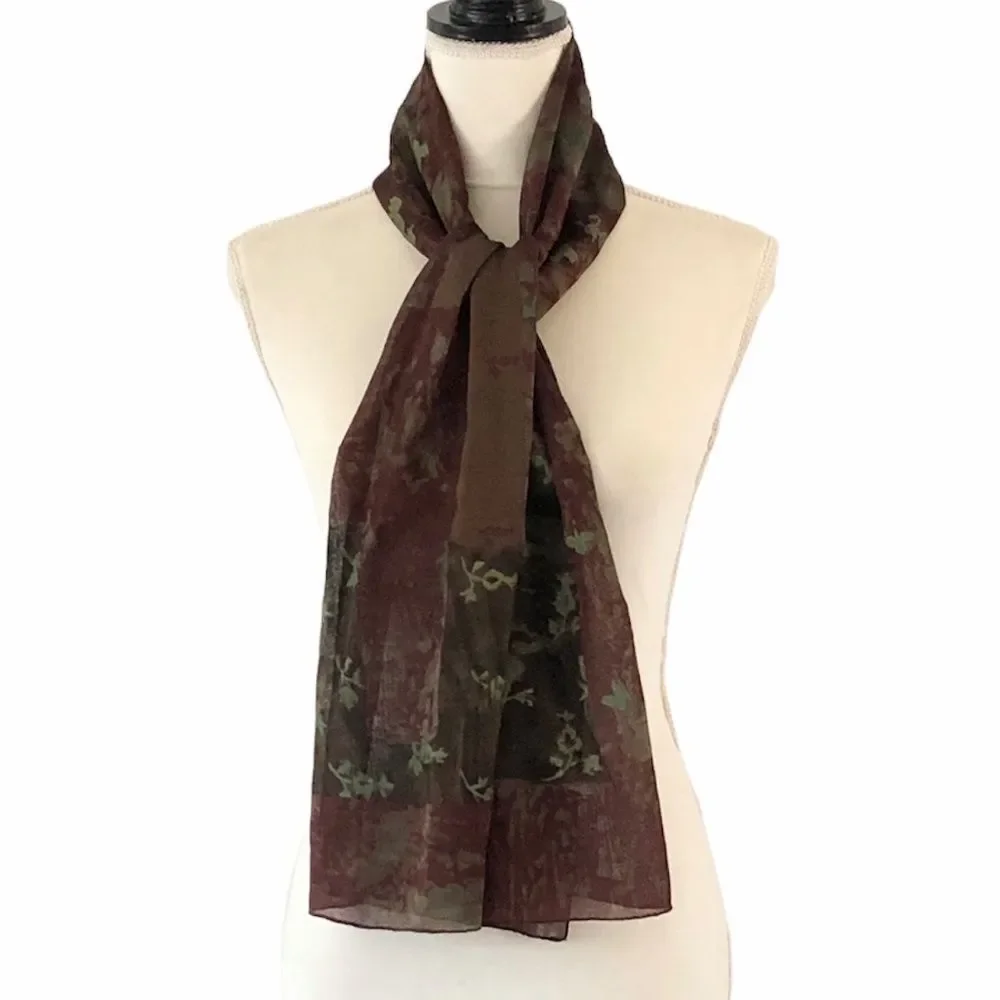 Vintage Burgundy Oblong Patterned Scarf